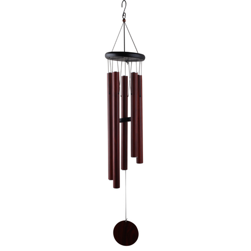 Metal Wind Chime 5 Tubes Dark Wood Look 90cm Length 1pce