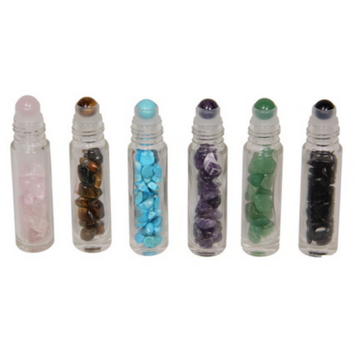 Gemstone Wellness Massage Rollers Set 6pce Refillable with Essential Oils Meditation Zen