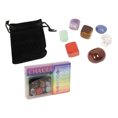 7pce Chakra Polished Stones in Gift Box and Velvet Style Bag