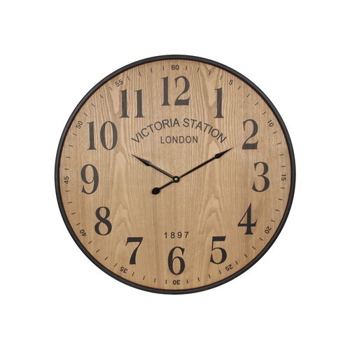 1pce 60cm Wall Clock with Wooden Look Victorian Station Theme