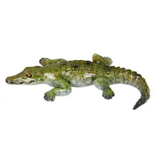 12cm Crocodile Head Down Dark Green Marble Resin Realistic Home Decor