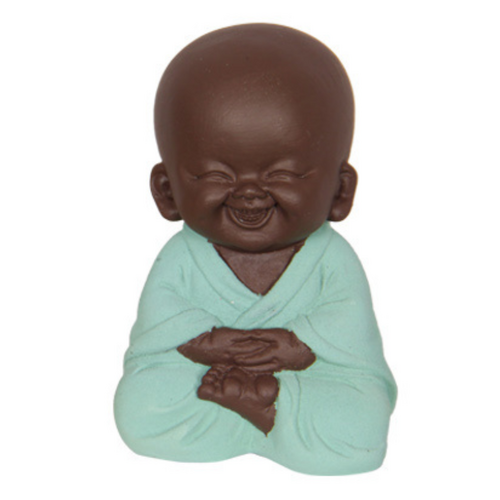 Cute Little Buddha Monk 7cm in Aqua Robe Resin 1pce