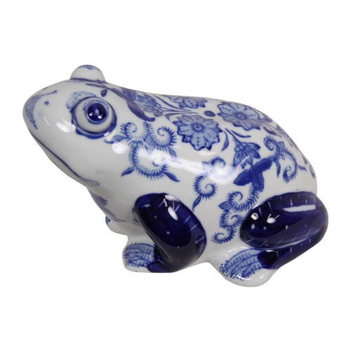 18cm Blue Willow Frog Home Decor Ceramic Cute Design