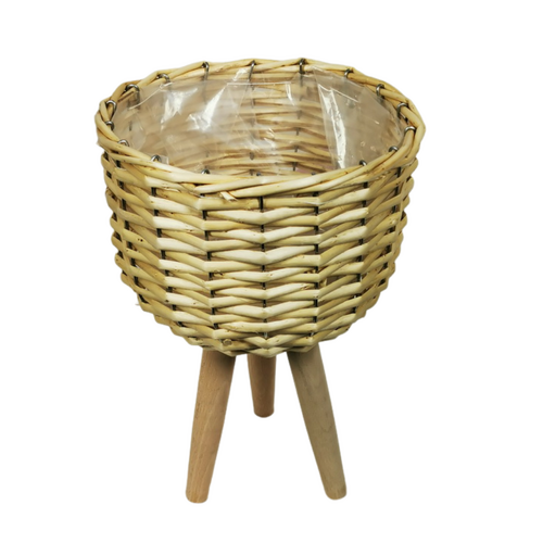 30cm Natural Wicker Basket Pot Plant Holder with Legs 1 Piece