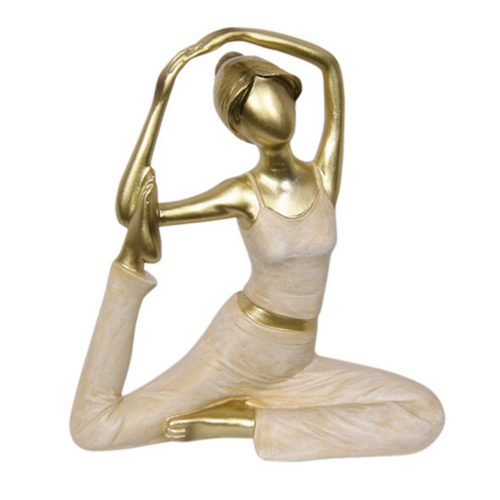 Gold Yoga Lady in Mermaid Pose 12cm Resin 1pce Inspirational Ornament