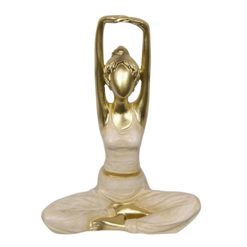 Gold Yoga Lady in Lotus Pose 12cm Resin 1pce Inspirational Ornament