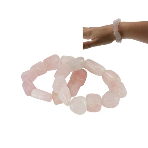 Gemstone Bracelet Rose Quartz "Love" Thick Large Stones Purple Jewellery 1pce