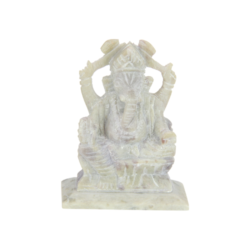 Ganesh Statue Natural Soapstone 10cm - Hand Carved