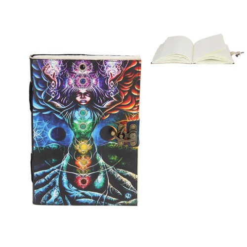 Leather Journal with Chakra Stones & Goddess Tree Style Book 25x18cm (10x7")