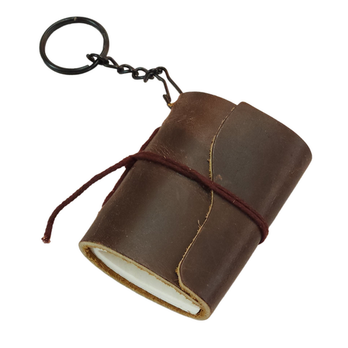 Key Ring Journal Dark Mini Leather Bound Book 7.5x5.5cm (3.5x2")