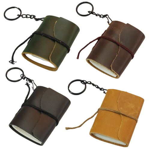 4x Key Ring Journals Set Mini Leather Bound Book 7.5x5.5cm (3.5x2")