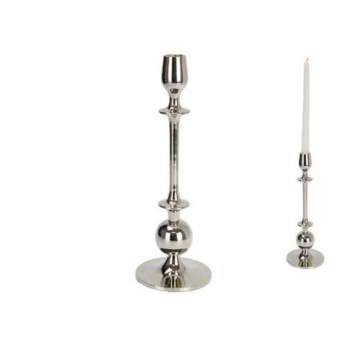 Silver Taper Candle Holder Ornate Shape Metal 30cm Height 1pce