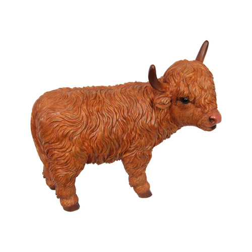 23cm Standing Highland Cow Resin Ornament Amazing Detail