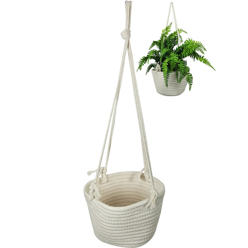 1pce 55cm Long Hanging Planter Indoor / Outdoor with White Basket Macrame