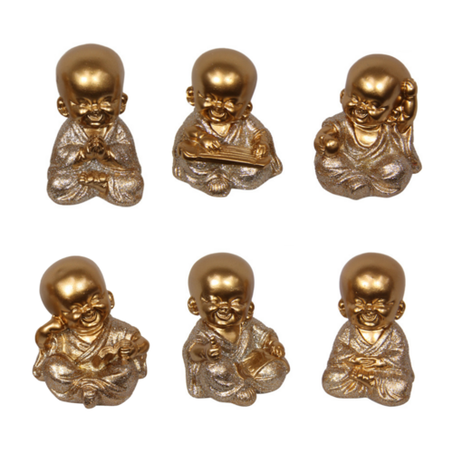 1pce 7cm Lucky Buddha Gold Miniature Decor Small Resin