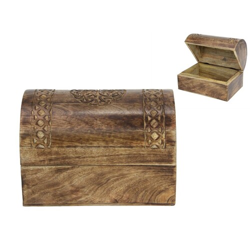 Chest Trinket Box Mango Wood with Celtic Engraved Design 25x15cm 1pce