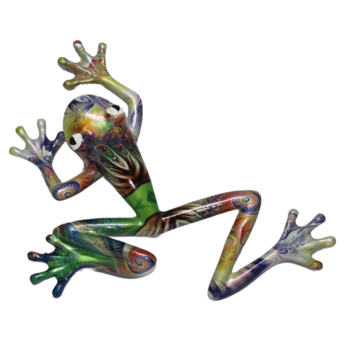 1pce 20cm Psychedelic Multi Coloured Frog Wall Art Resin Groovy Designs