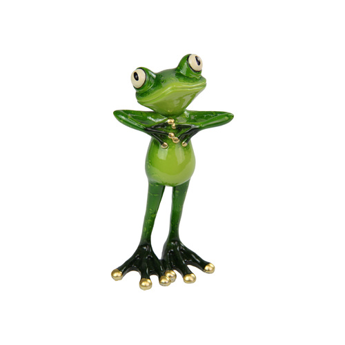 1pce 16cm Marble Green Frog With Hands On Heart Standing Cute Gloss Finish Resin