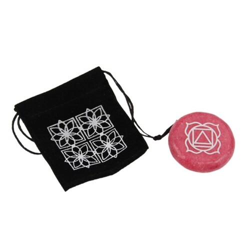 1pce Red Root Chakra Symbol Pebble Stone with Velvet Gift Bag
