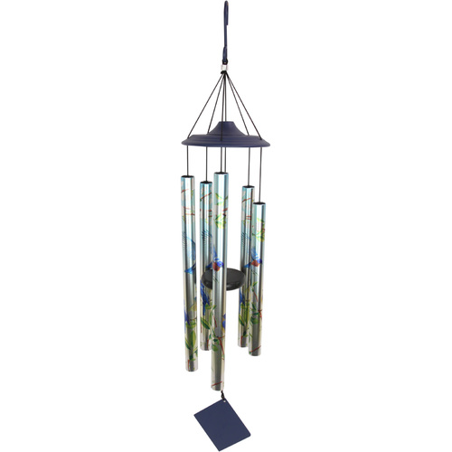 1pce 90cm 5 Tubes Blue Bird Tuned Wind Chime Metal Outdoor Safe Hanging High Tone