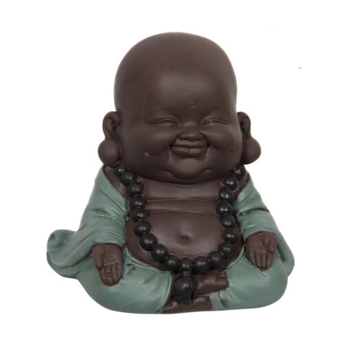 1pce 8cm Hands Down Happy Turquoise Cute Fat Buddha Resin Home Decor 