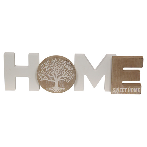 1pce 30cm Home Word D̩cor Piece with Tree of Life White & Brown Colouring