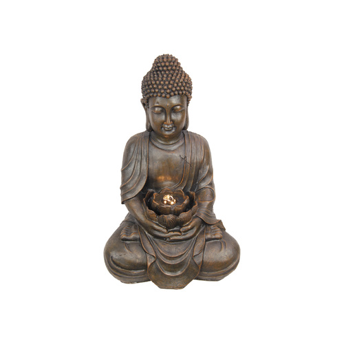 48cm Rulai Buddha Water Fountain Statue with Light, Indoor or Outdoor