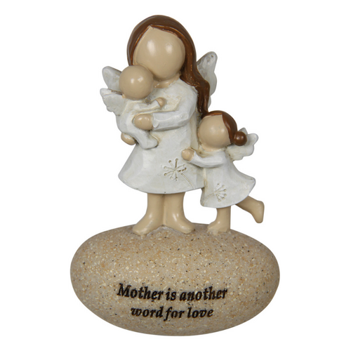 10cm Mother & Daughter With Baby On Rock Love Inspirational Quote Decor Ornament