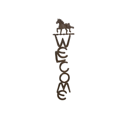 70cm Horse Welcome Sign Cast Iron Wall Art Outdoor Safe Farm Ornament