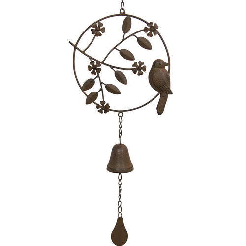 69CM Cast Iron Bird Bell Hanger Rustic Country Look