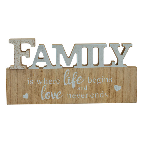 1pce 20cm Family Plaque Cute Saying Great Gift Natural Colours