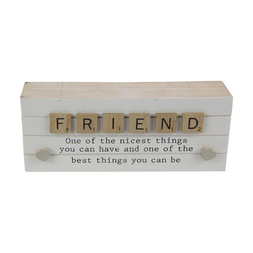 Friend Inspirational Wooden Block Gift 20cm Ornament Boho Decoration
