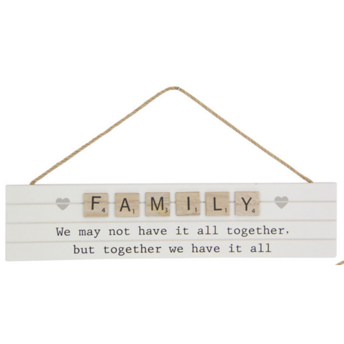 35cm White Hanging Family Inspirational Plaque Together Natural Boho