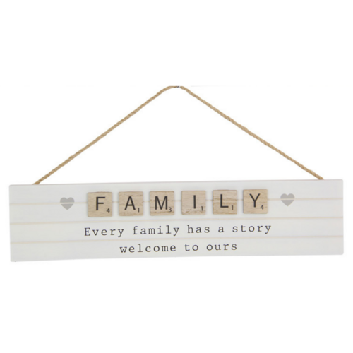 1pce 35cm White Hanging Family Inspirational Plaque Story Natural Boho