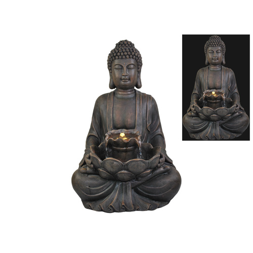 72cm Rulai Buddha Water Fountain Statue with Light, Indoor or Outdoor