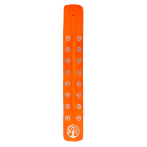1pc 25cm Orange Tree Of Life Incense Holder Chakra Zen Themed Wooden Ash Catcher