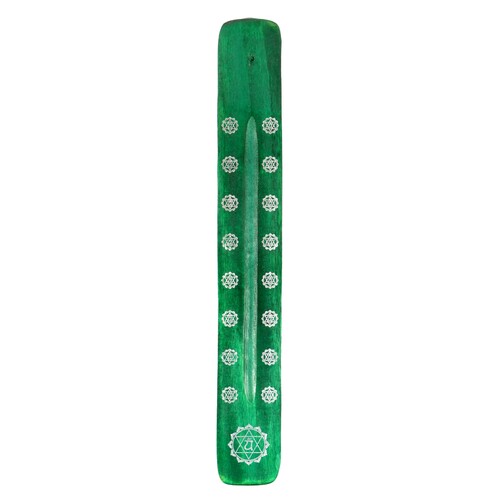 1pce 25cm Green Incense Holder Chakra Zen Themed Wooden Ash Catcher