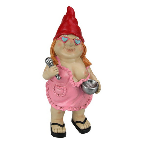 Rude Gnome Chef Woman Cooking 27cm 1pce Garden Resin Ornament
