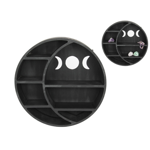35cm Black Wall Hanging Wiccan Triple Moon Shelf Home Decor Ornament