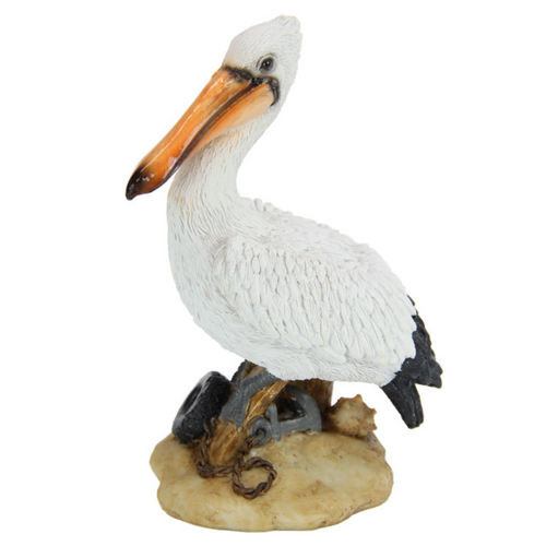 Mini Pelican on Boat Wreck 13cm Resin 1pce Beach Ornament