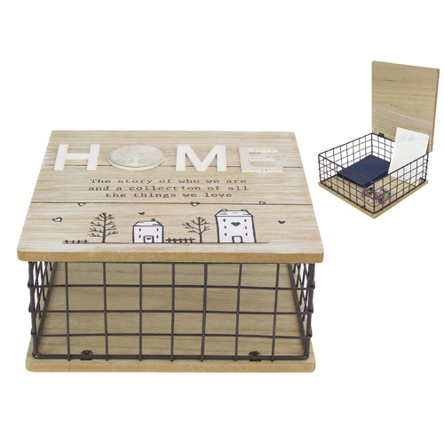 Trinket Storage Box 25x25cm Bohemian Home Decoration 1pce Metal & Wood