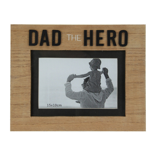 Photo Frame "Dad The Hero" Fathers Day Gift 5x7inch Print Fit Natural Colour