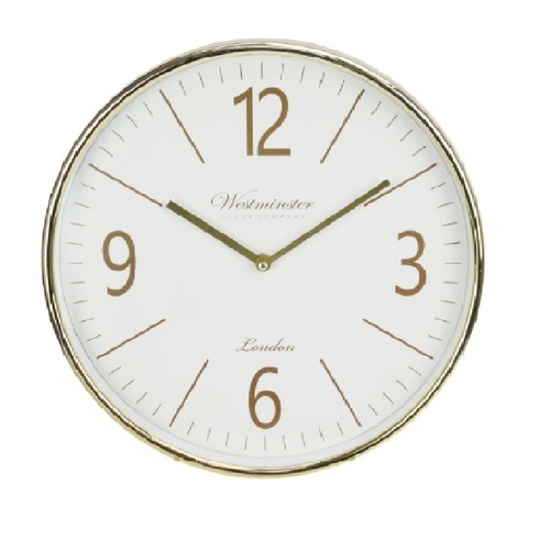 34cm Gold Frame Wall Clock, Modern Style Home Westminster