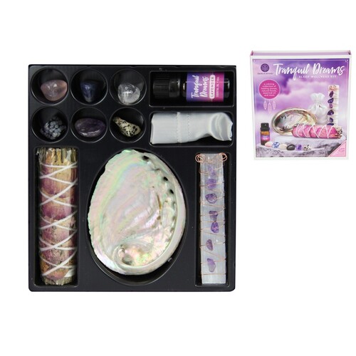 Tranquil Dream Sleep Wellness Kit Essential Oil, Sage Smudge, Crystals & Shell 10pce