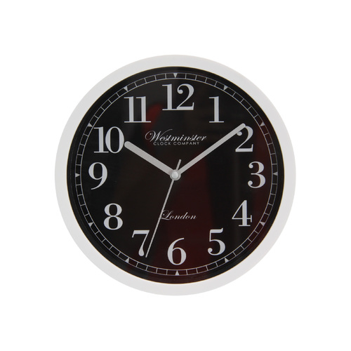 22cm Clock Black & White Small Easy Hang Office or Home Wall Art