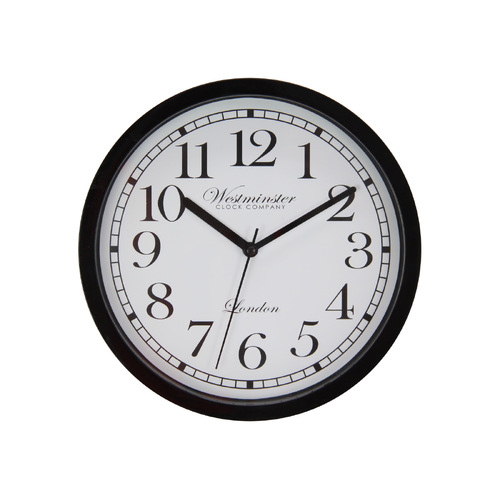 22cm Clock Black Simple & Small Easy Hang Office or Home Wall Art