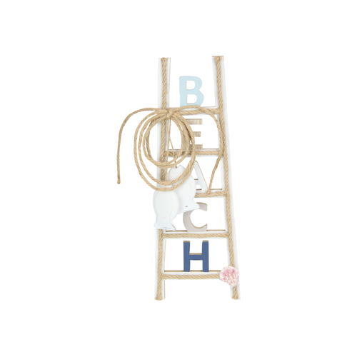 Beach Ladder Plaque Display with Rope Nautical Ornament Wood 34cm 1pce