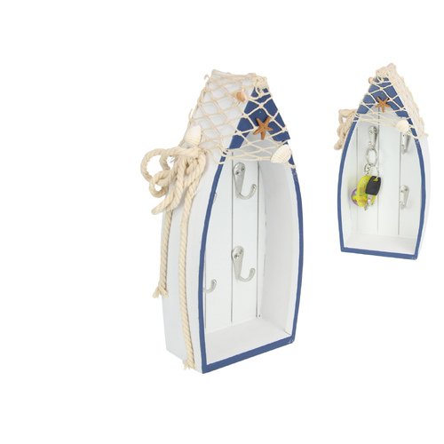 Boat Key Rack Holder Beach Ornament Navy & White 25cm 1pce