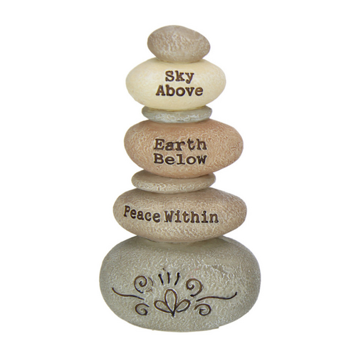 Peace Cairn Rock Tower Inspirational Ornament 13cm 1pce Resin