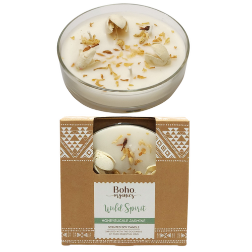 Soy Candle with Natural Flora Scented Honeysuckle Jasmine Triple Wick 200g 13cm 1pce